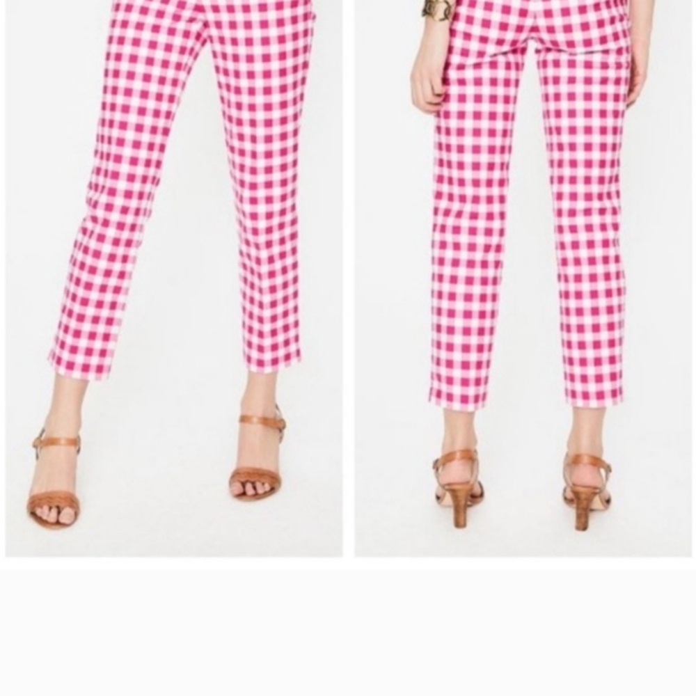 Boden Pink and White Checkered Capris